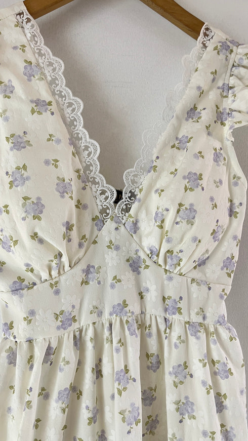 Vintage V Neck Design Midi Dress